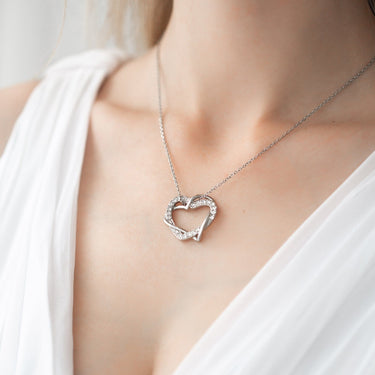 Hearts with Austrian Crystals - Silver Necklace Women - Women’s Necklace Necklace Brother & Sisters